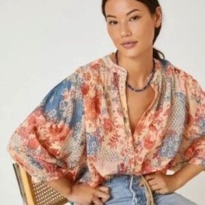 Pilcro Sidney Batwing Button Down Blouse